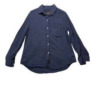 Rails Ellis Indigo Gauze Button Down Shirt Women's Small Long Sleeve